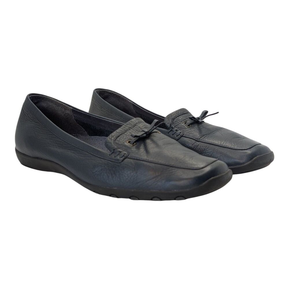 Women's Clarks Navy Leather Loafers Flats Moccasins Driving Shoes Comfort Size 9